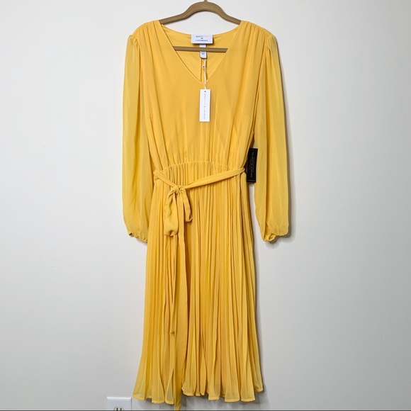 NWT Beauticurve x Lane Bryant Yellow Pleated Midi Dress SZ 18 - Picture 2 of 6